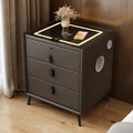 Dark Grey 3-Drawer Nightstand with Charging Station N750079