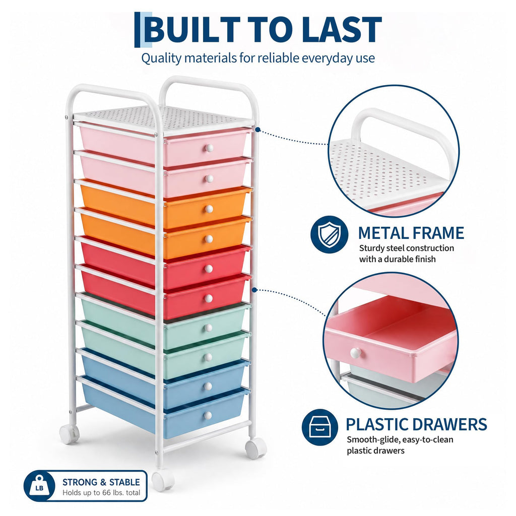 10 Drawers Rolling Storage Cart E79290