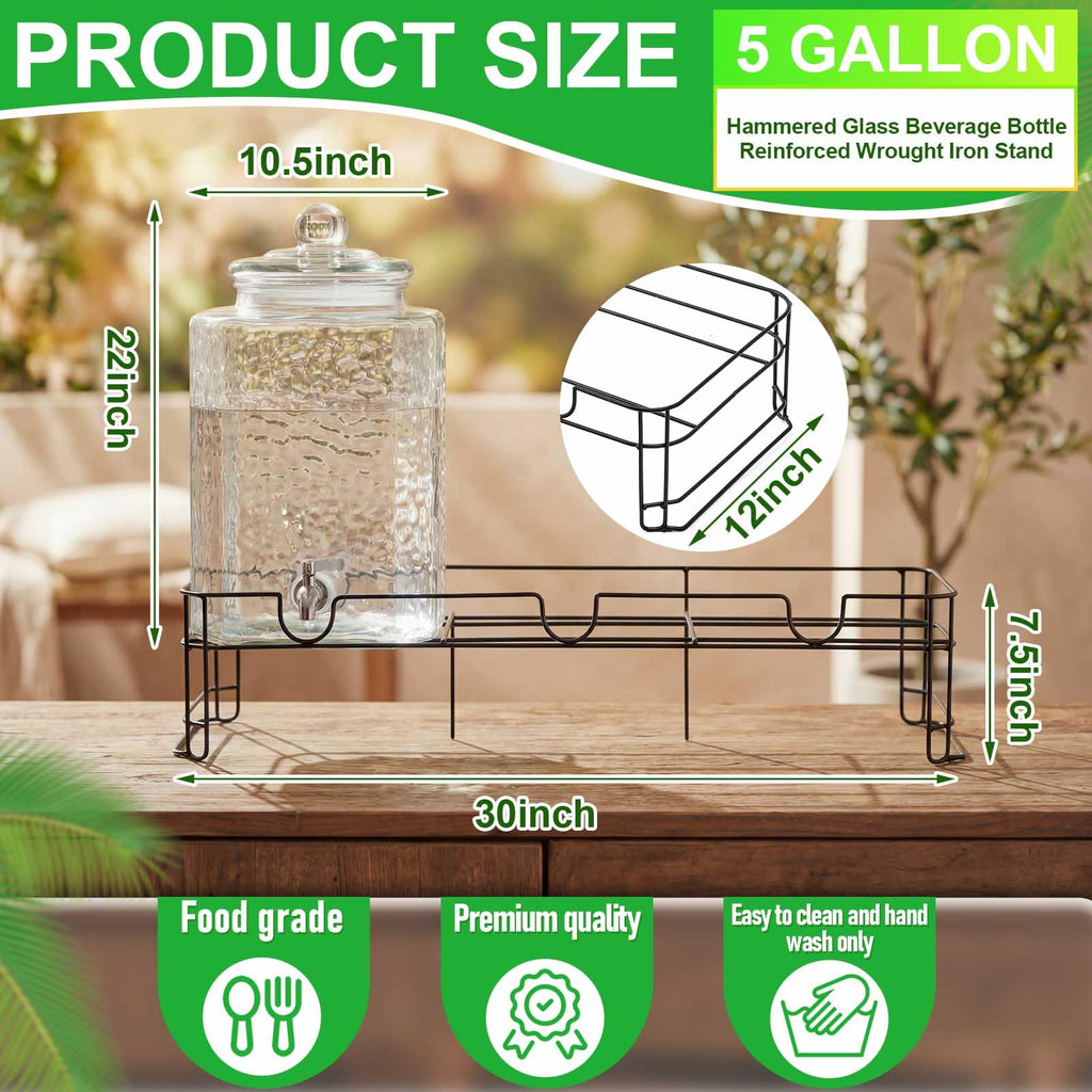 3 Pack 5 Gallon Glass Drink Dispensers with Stand I920956