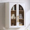 White Wall Mount Bathroom Cabinet with Glass Doors and Adjustable Shelves X9424
