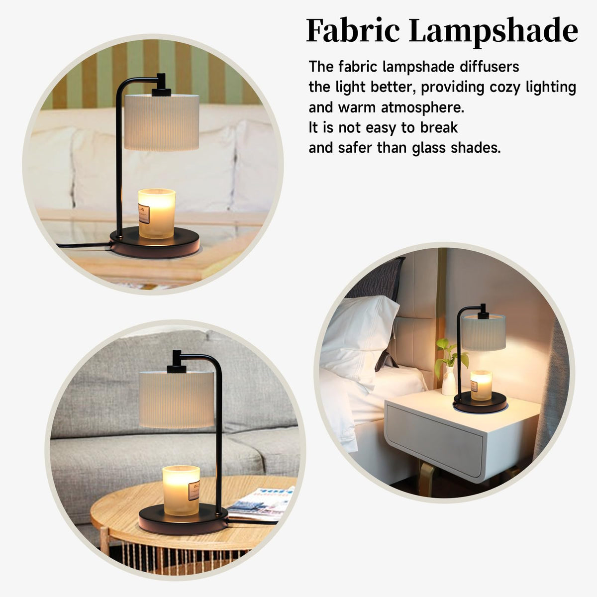 Dimmable Candle Warmer Lamp with Timer and Bulbs Black I967