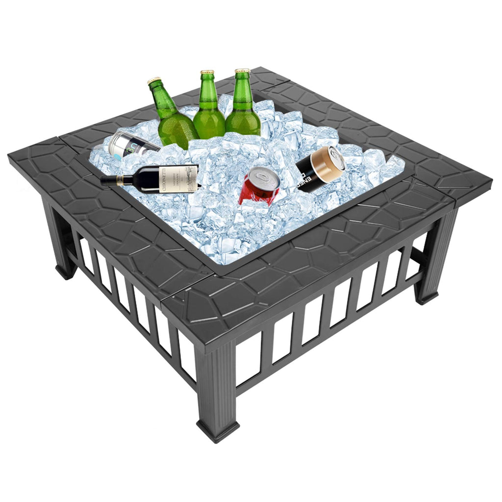 32 Inch Square Wood Burning Iron Fire Pit I71831