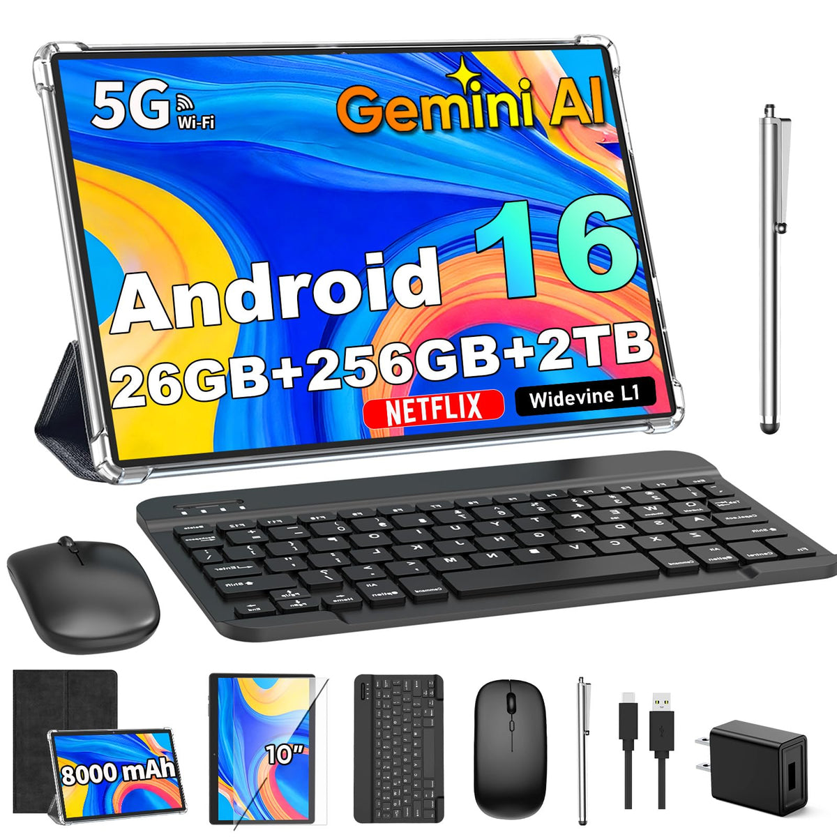 Android 16 Tablet with Keyboard E921537