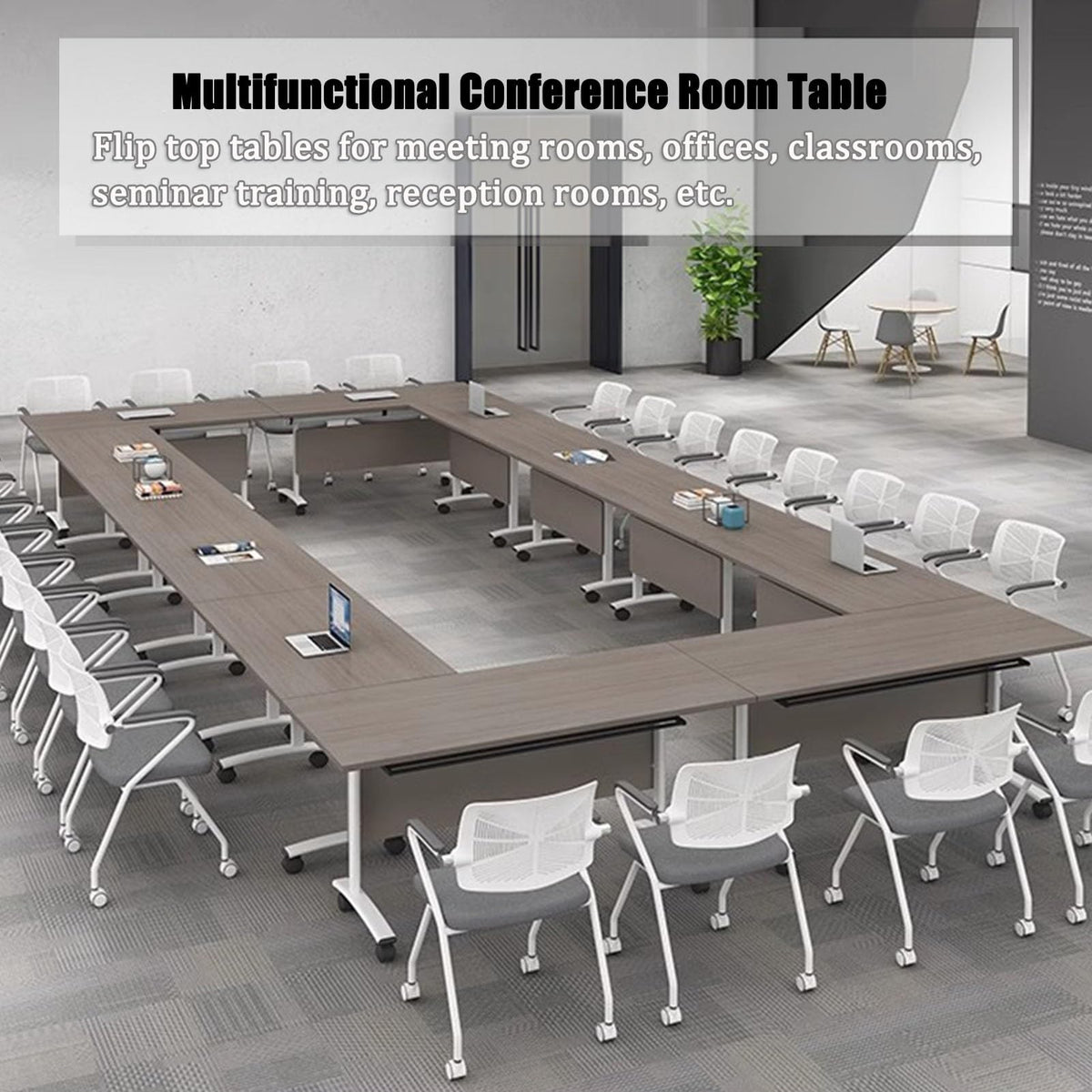 Gray Wood Folding Table with Steel Frame M571424