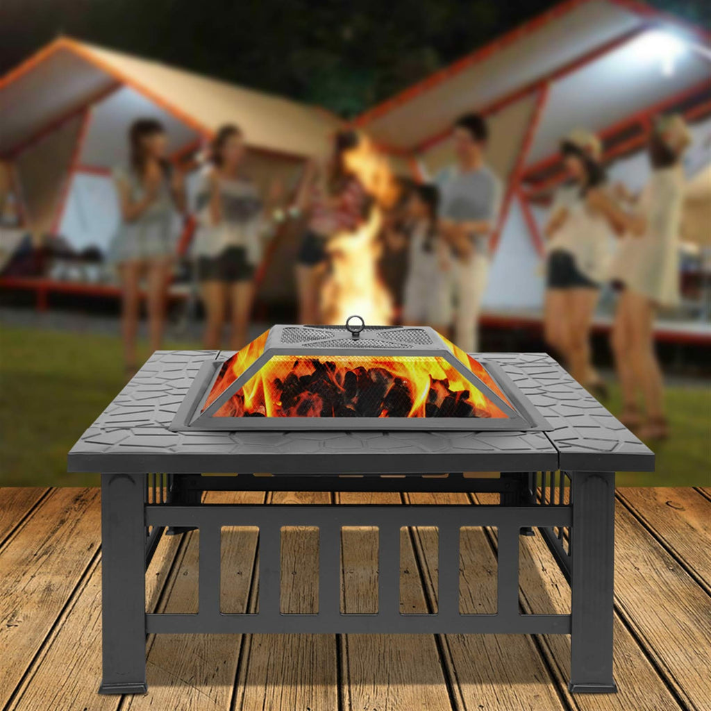 32 Inch Square Wood Burning Iron Fire Pit I71831