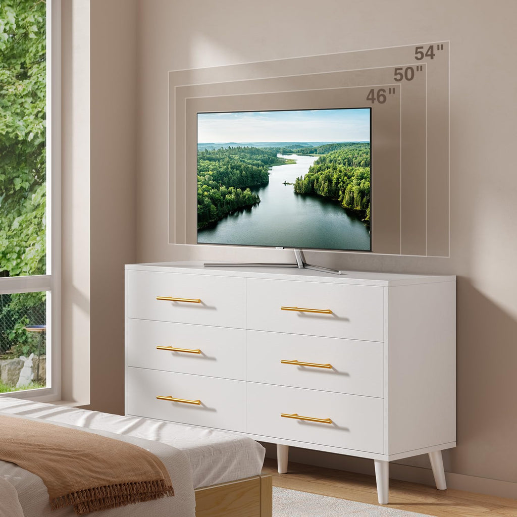 White 6 Drawer Wood Dresser Y89878