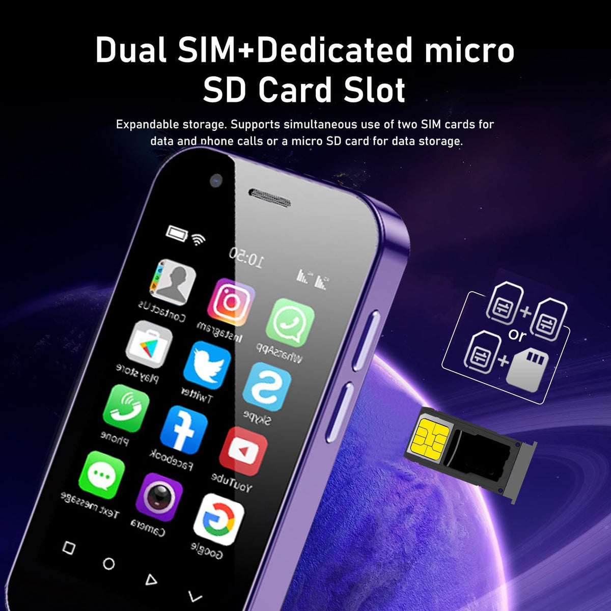 Mini Smartphone Unlocked Cell Phone 3.0 Inch Android 4G Quad Core Dual SIM Black Q510