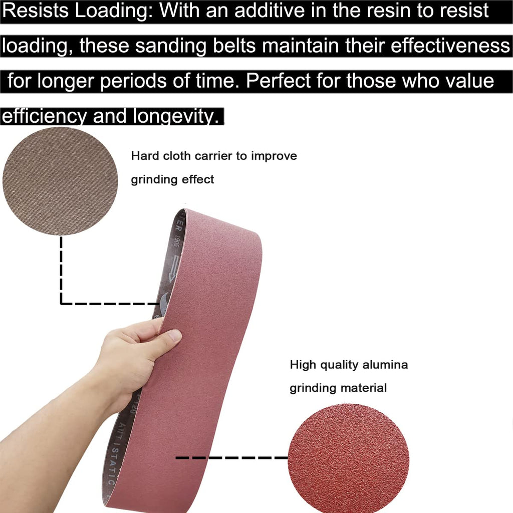 9 PCS 4" x 36" Aluminum Oxide Sander Belts 40 80 120 Grit C159076