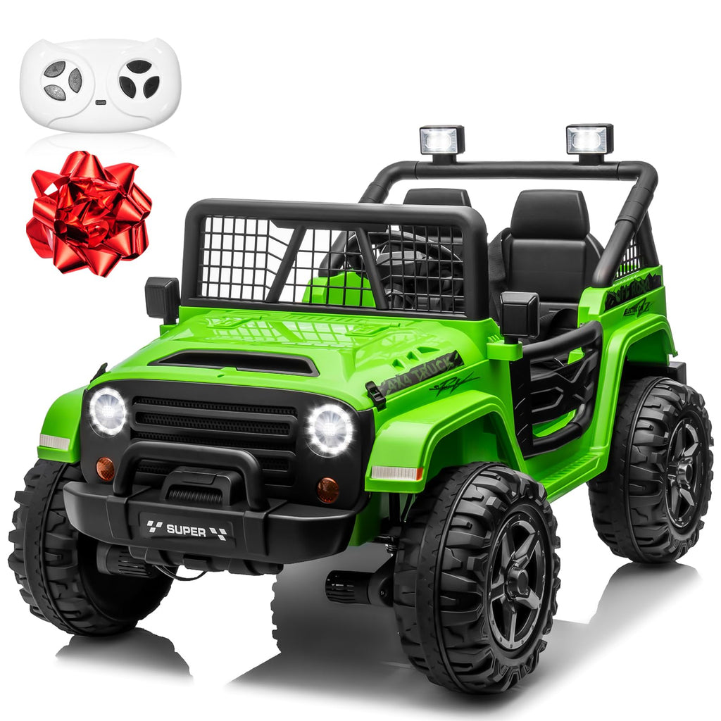 24V Ride on Car with Remote Control, 2 Seater 4WD/2WD Truck, Green C415