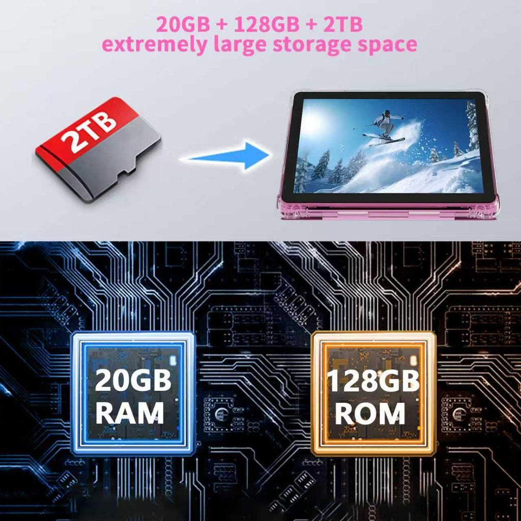 Android 16 Tablet 10 inch 20GB RAM 128GB ROM Octa-core Pink I1476