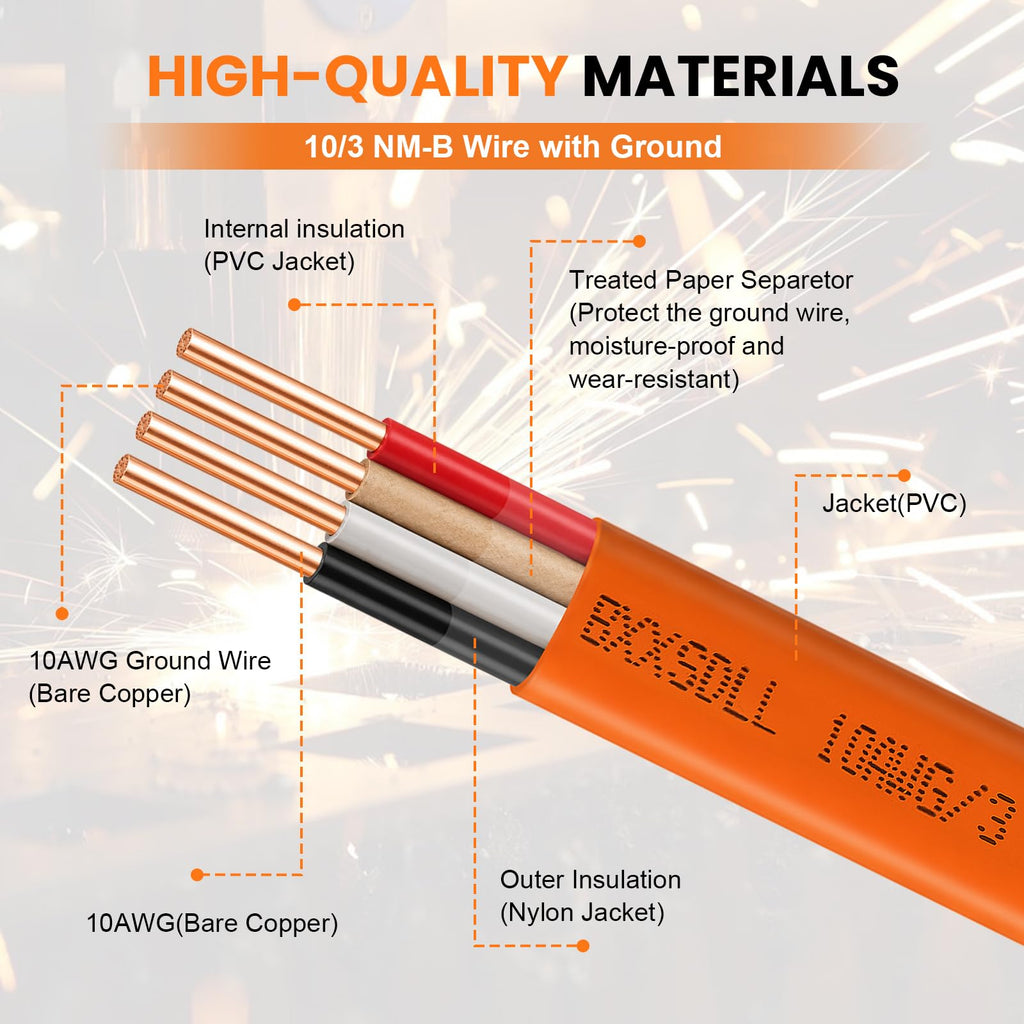 10/3 NM-B Electrical Wire with Ground Y1250