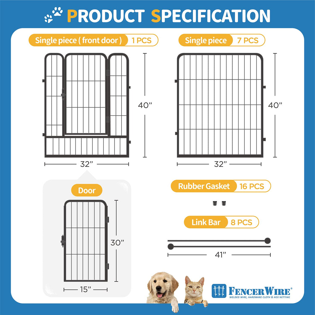Foldable Metal Pet Playpen with Gate H9913