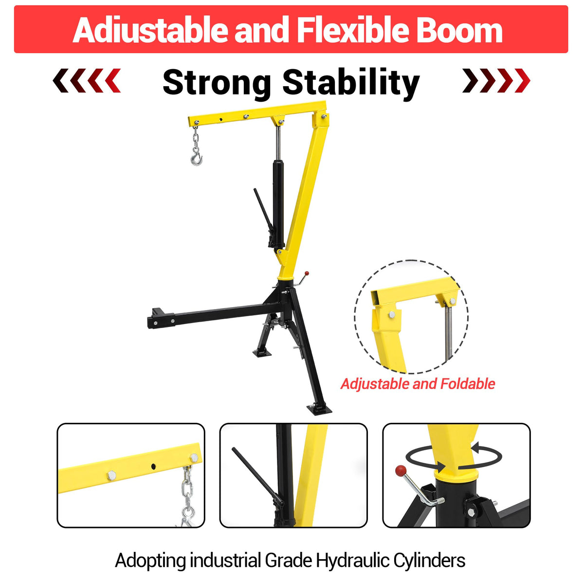 1000 LBS Hydraulic Truck-Mounted Crane with 360° Swivel V15427