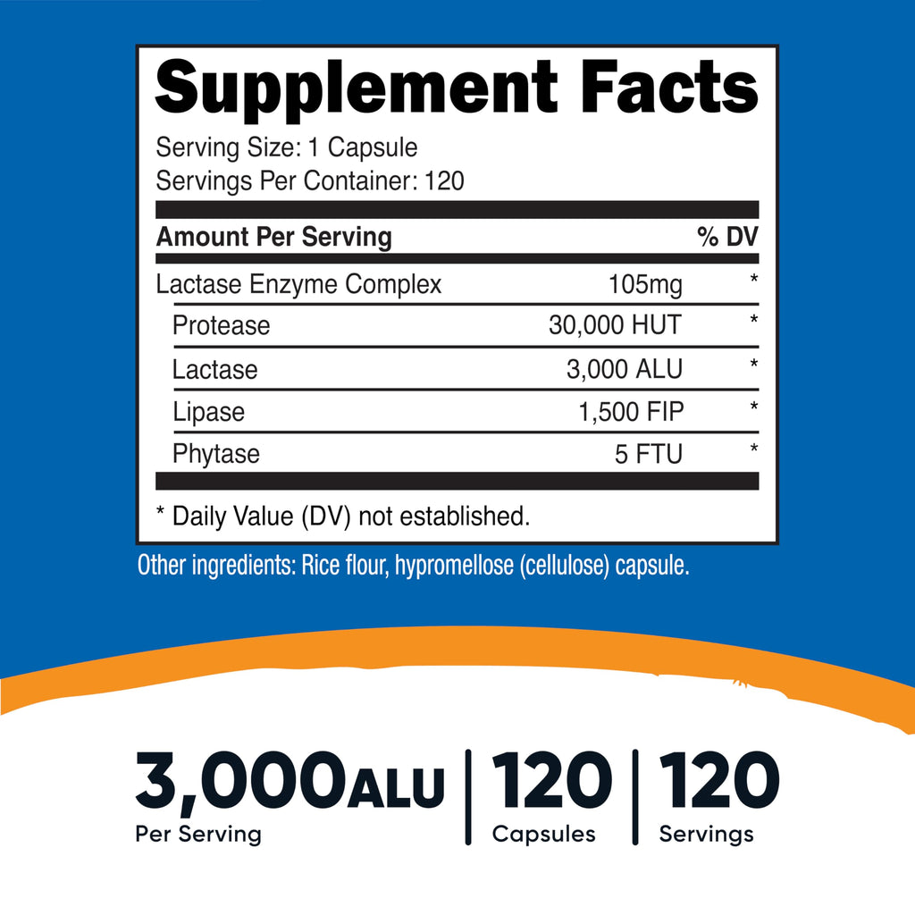 Lactase Enzyme Complex 120 Capsules Gluten-Free Q520