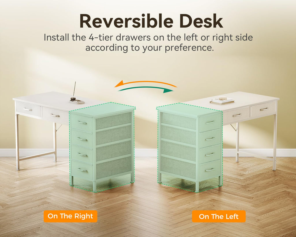 White Computer Desk with 6 Drawers F86320