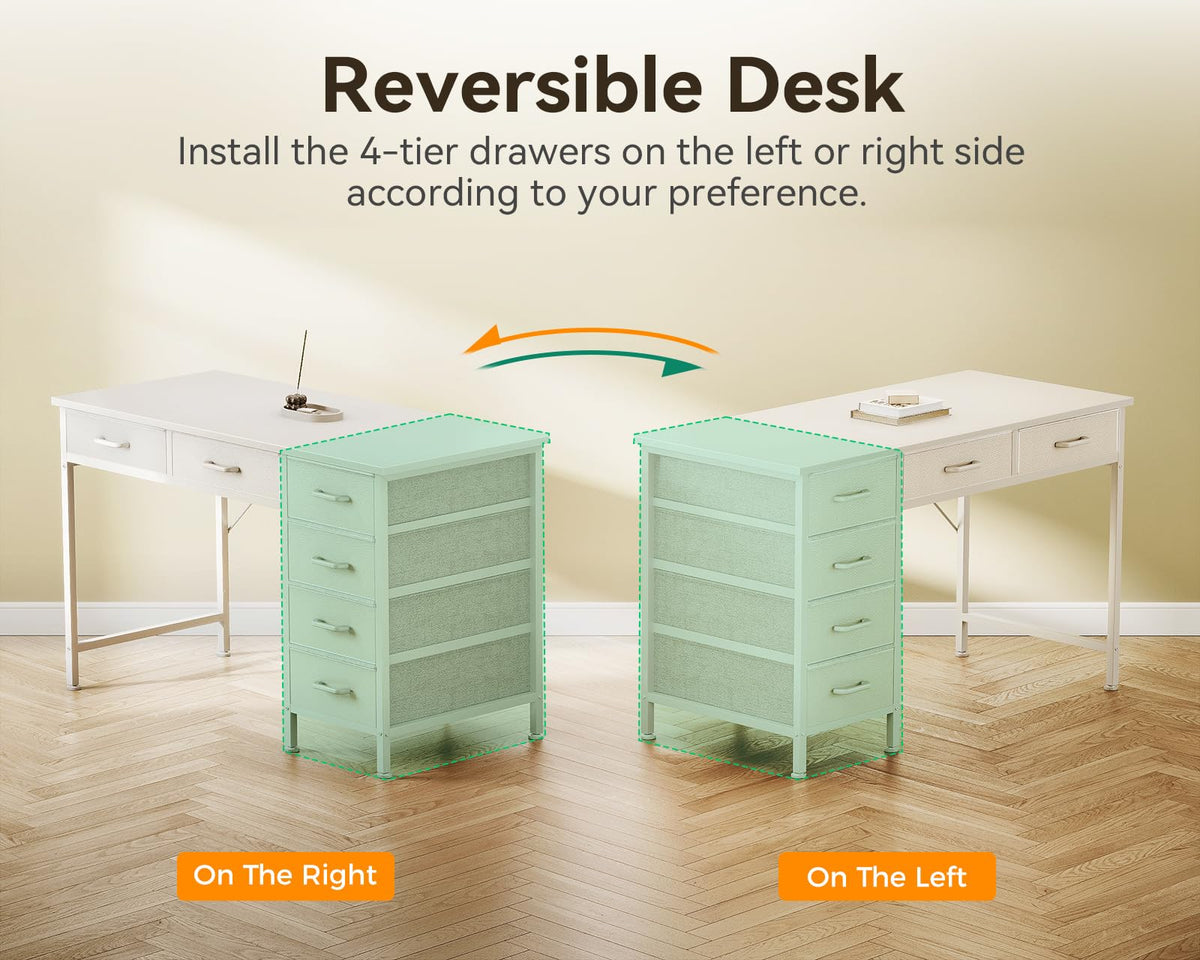 White Computer Desk with 6 Drawers F86320