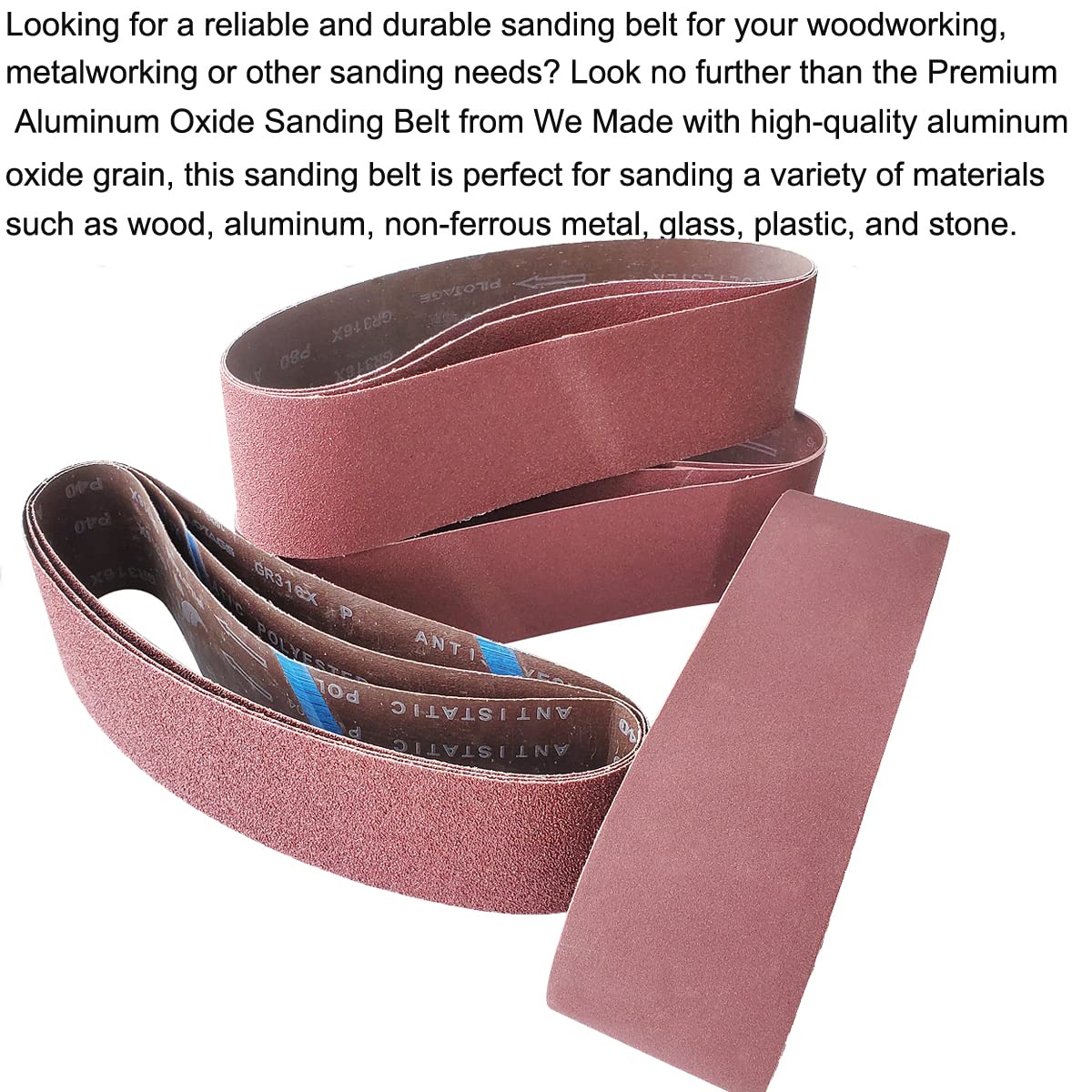9 PCS 4" x 36" Aluminum Oxide Sander Belts 40 80 120 Grit C159076