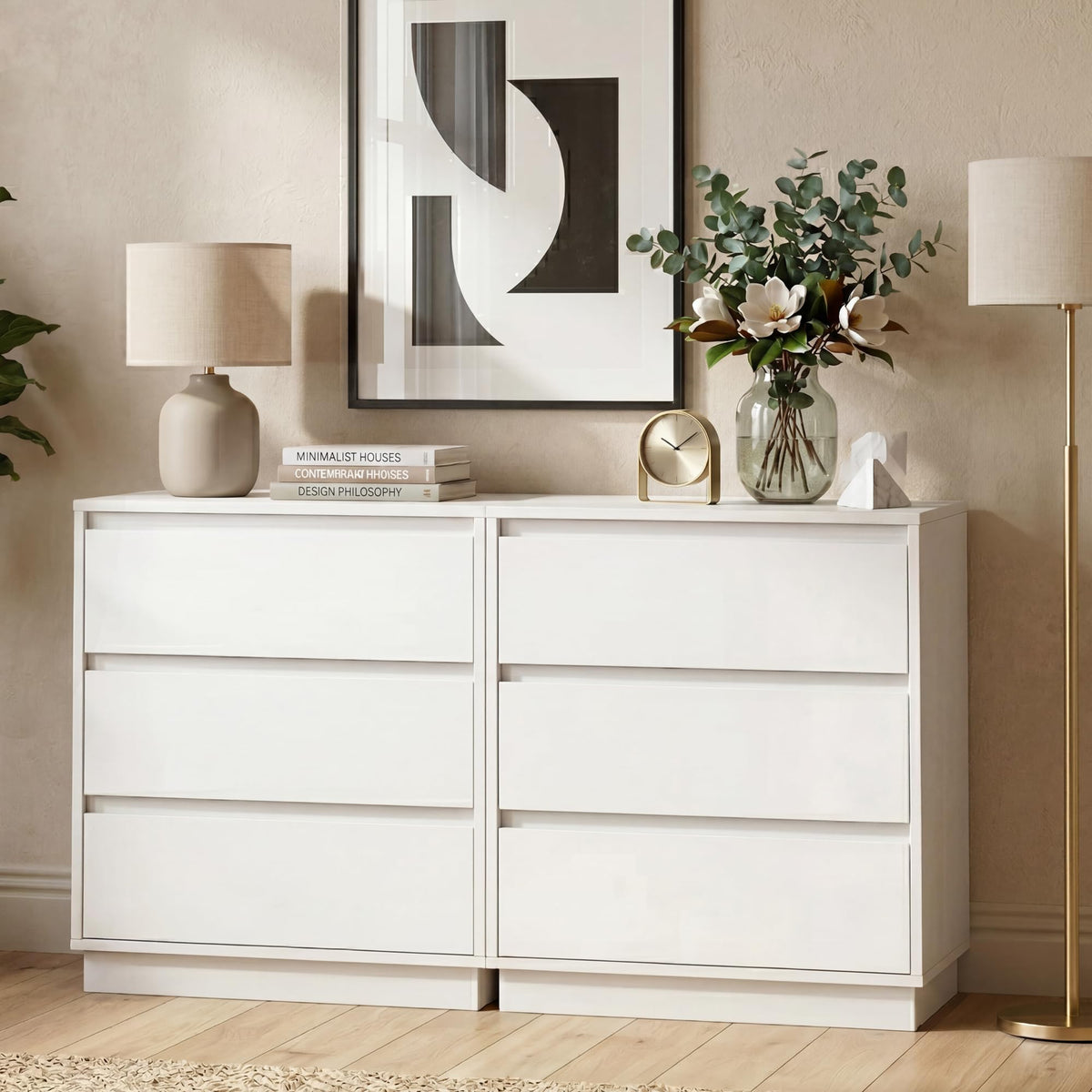 White 3 Drawer Nightstand S44069