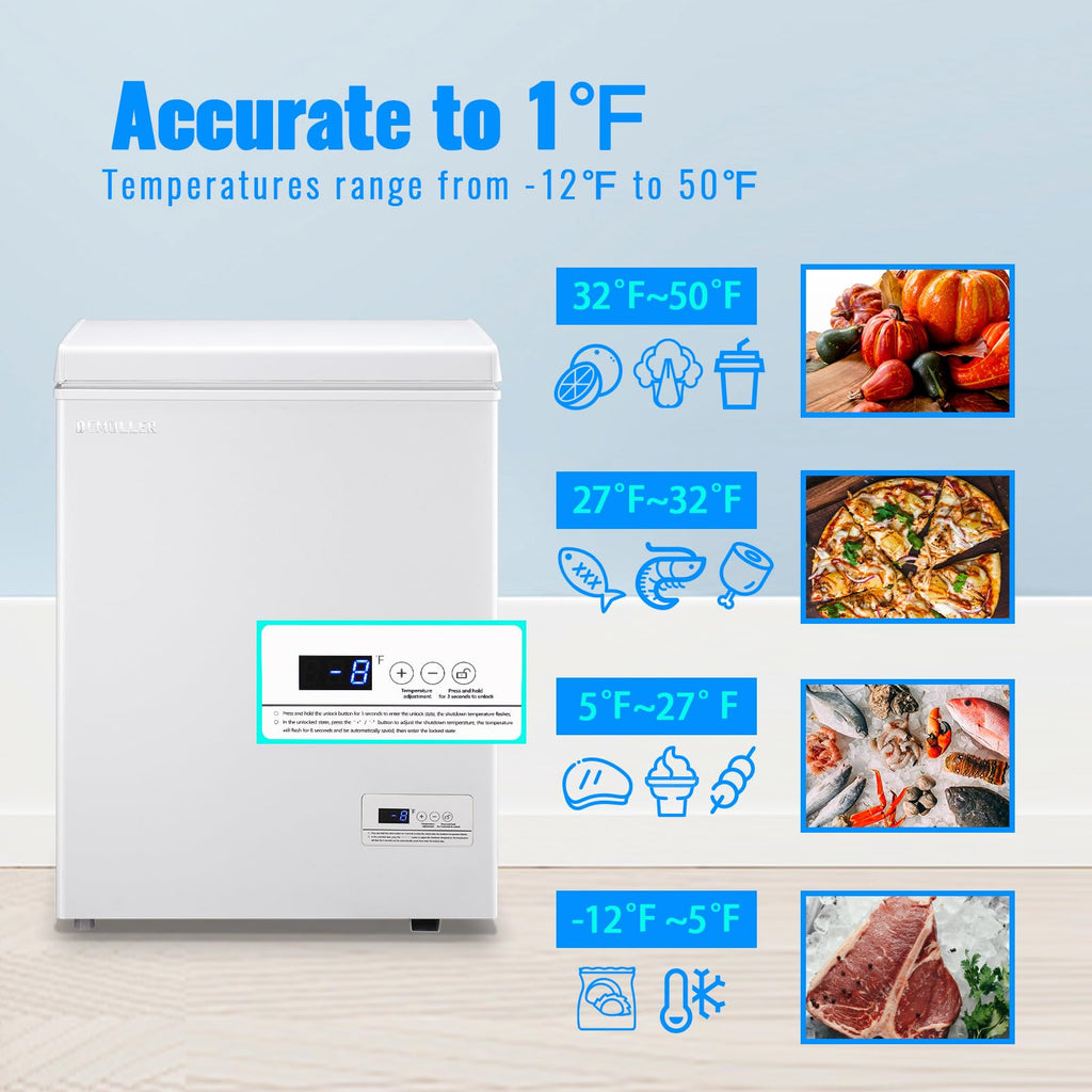 3.5 CU.FT White Chest Freezer with Two Removable Baskets G7798