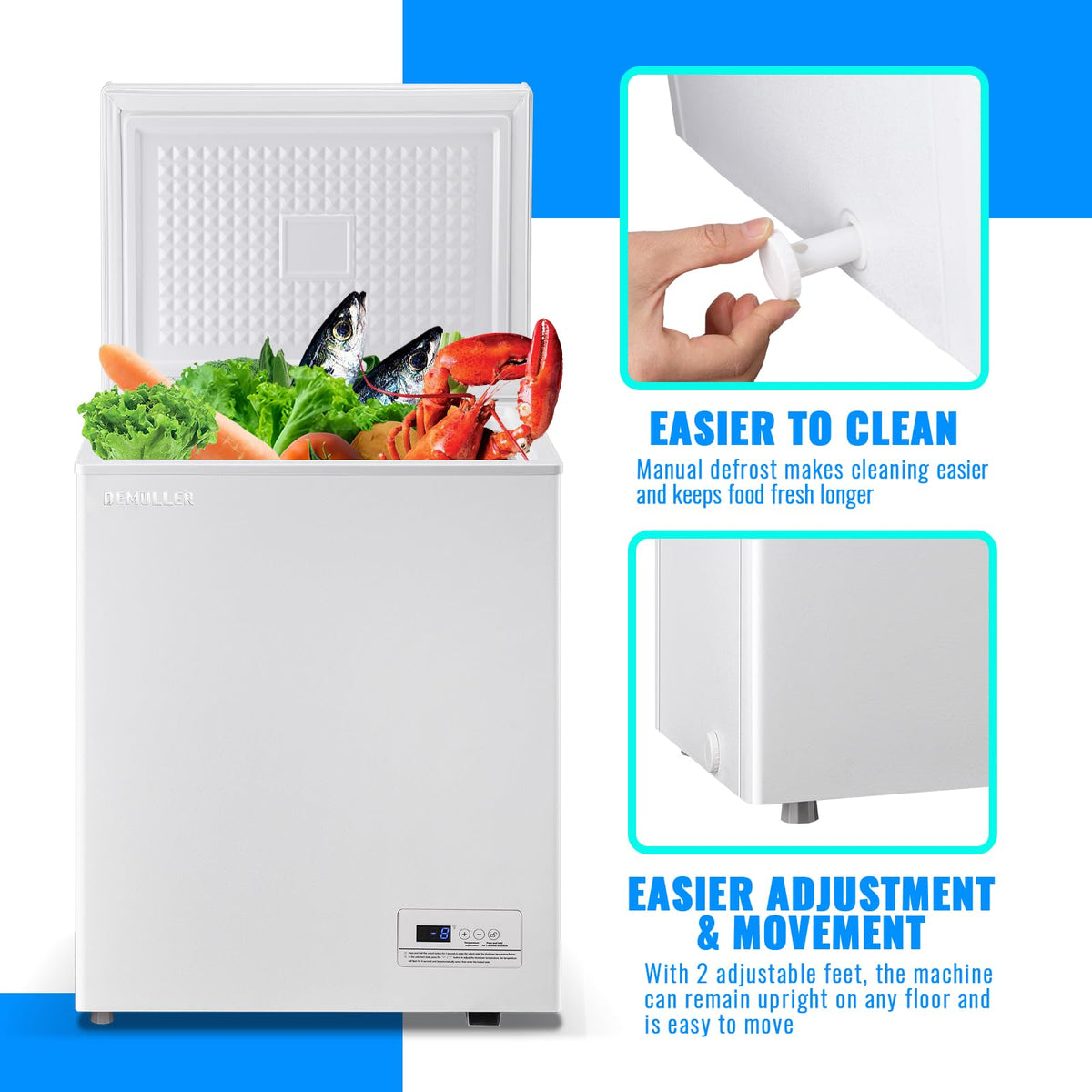 3.5 CU.FT White Chest Freezer with Two Removable Baskets G7798