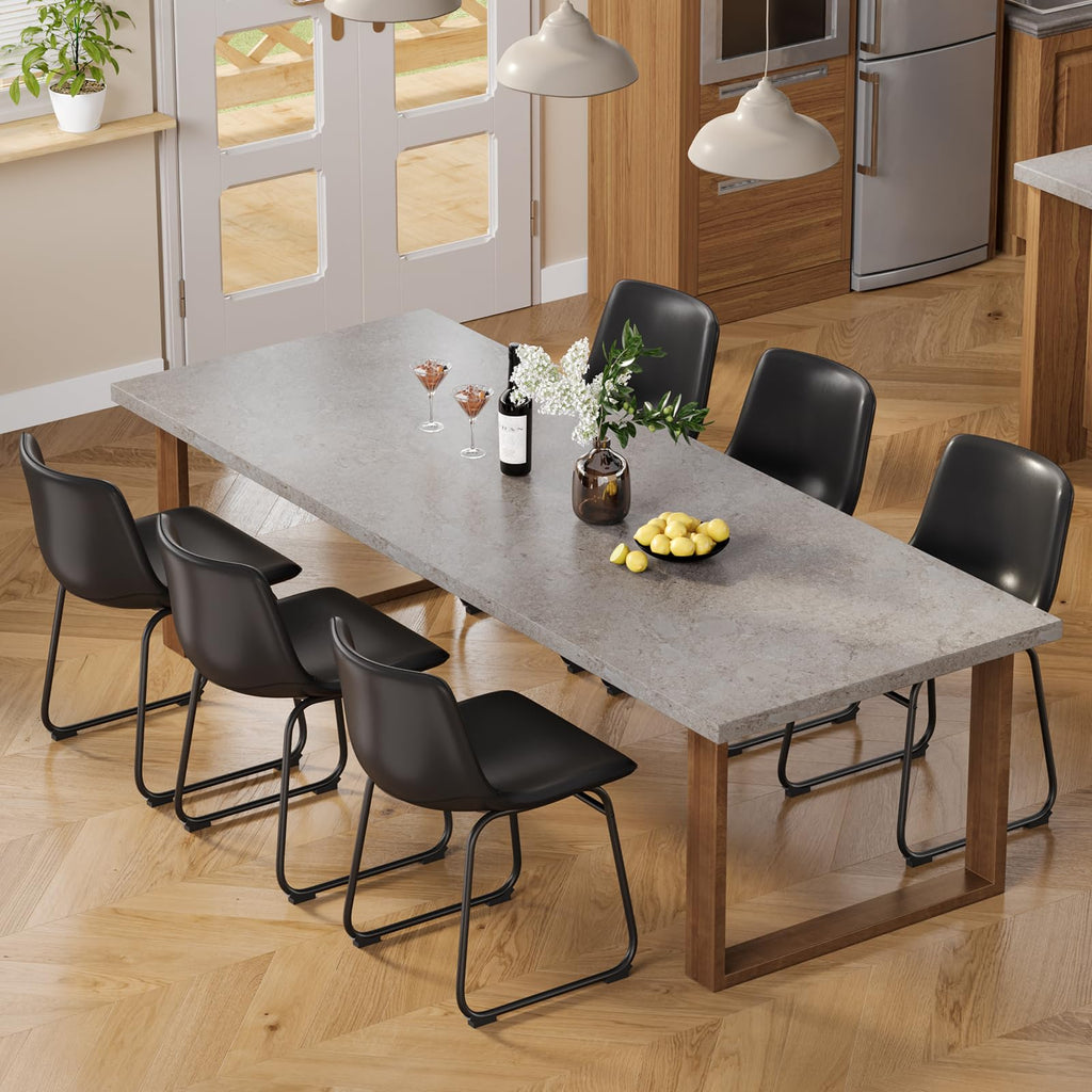 Black PU Leather Dining Chairs Set of 2 L638