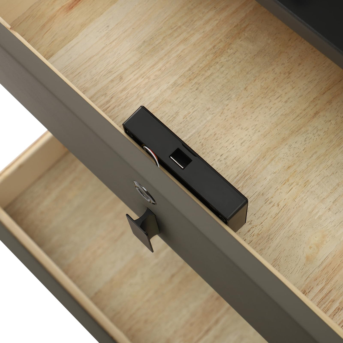 Dark Grey 3-Drawer Nightstand with Charging Station N750079