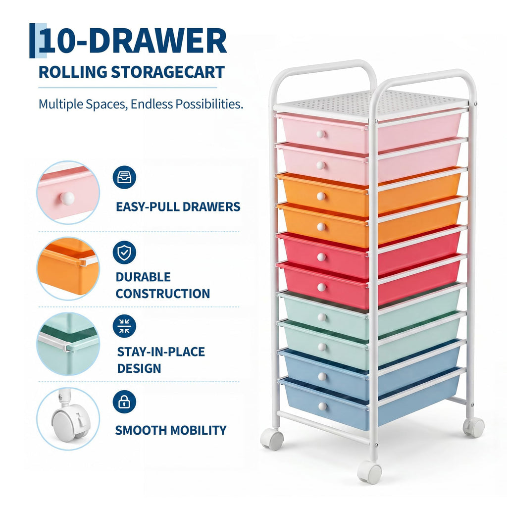 10 Drawers Rolling Storage Cart E79290