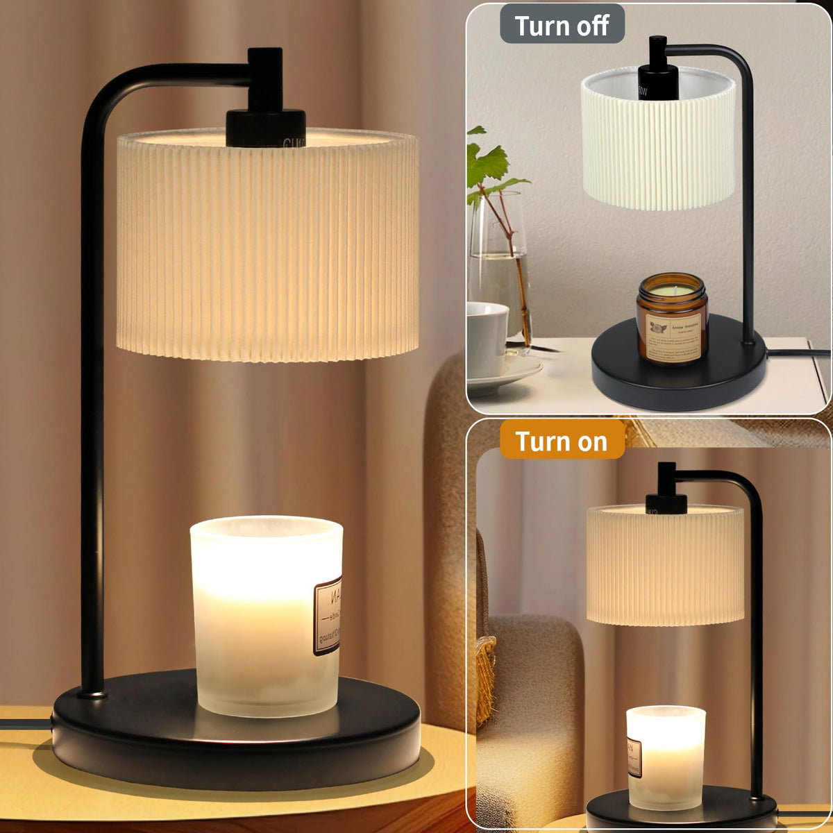 Dimmable Candle Warmer Lamp with Timer and Bulbs Black I967