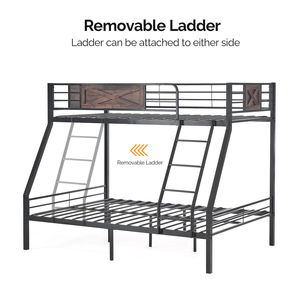 Twin Over Full Metal Bunk Bed with 2 Storage Drawers W43889