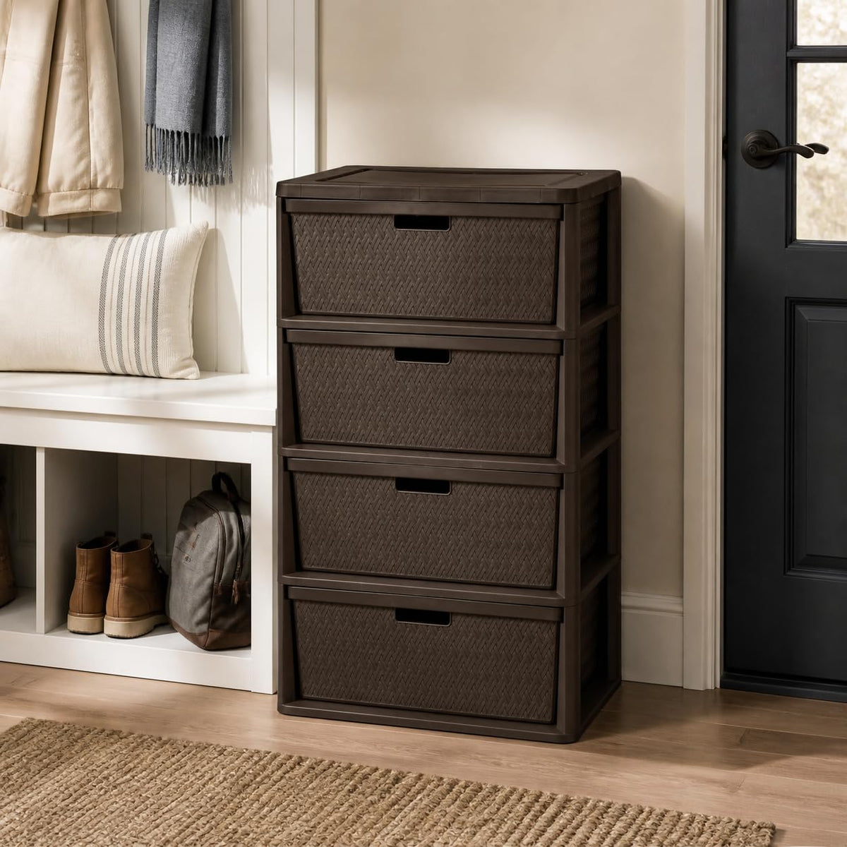 Brown Plastic 4 Drawer Storage Organizer D572645
