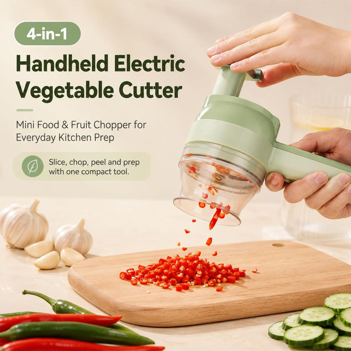 4 in 1 Rechargeable Electric Vegetable Chopper H2800
