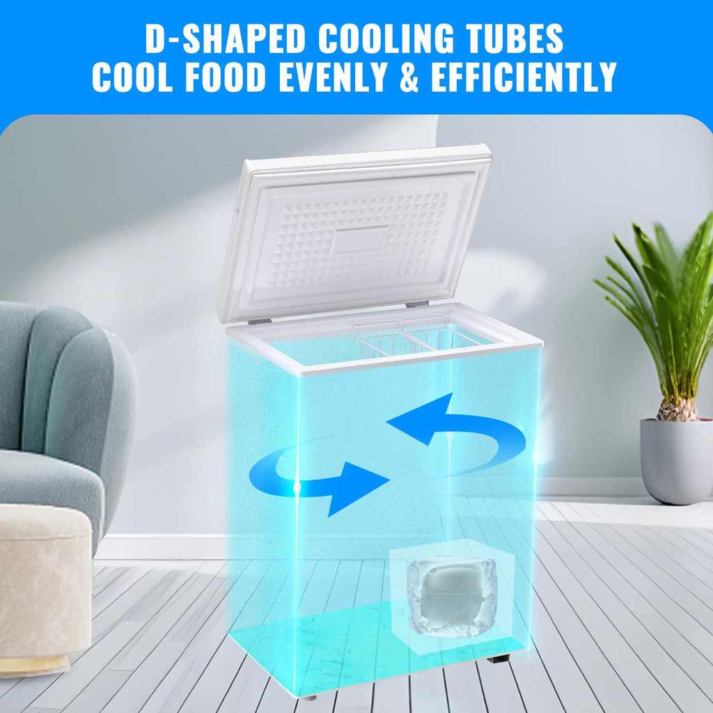 3.5 CU.FT White Chest Freezer with Two Removable Baskets G7798