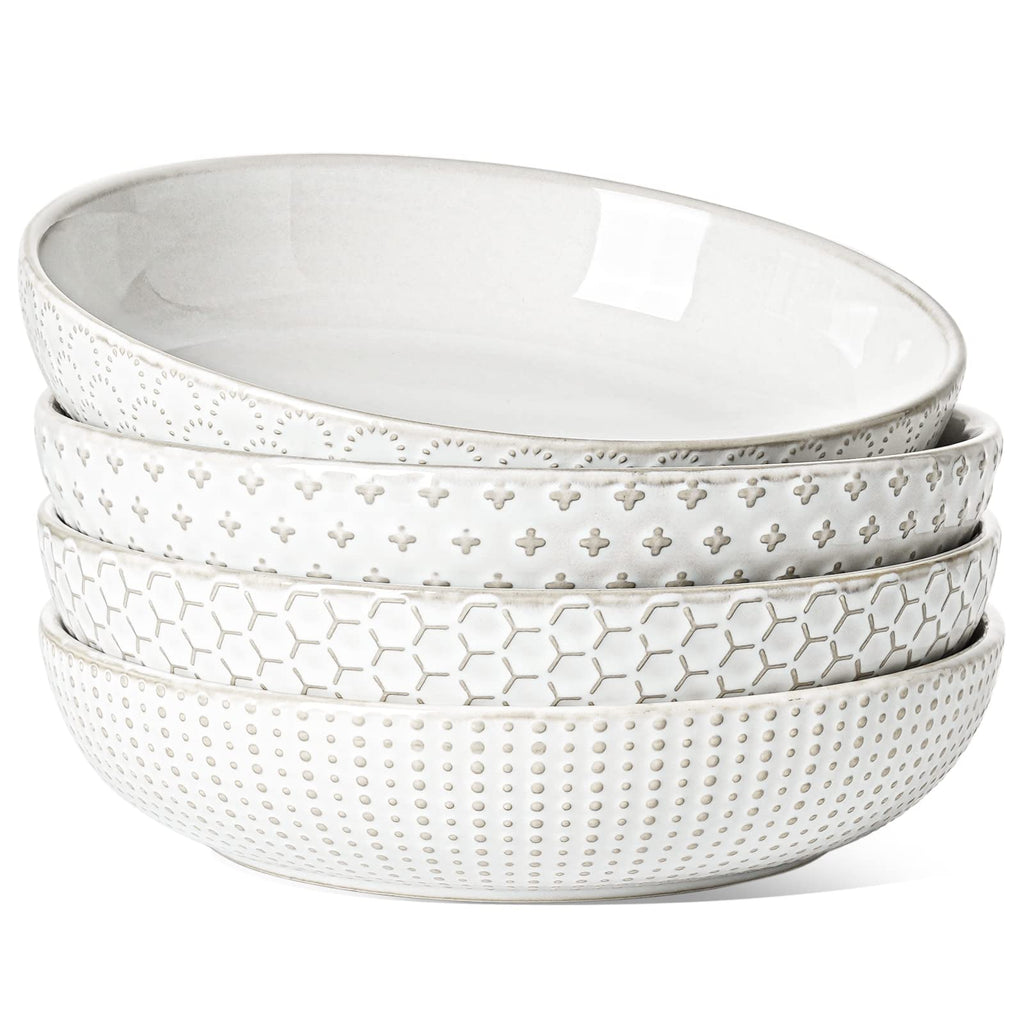 36 oz Ceramic Pasta Bowl Set of 4, Arctic White X52225