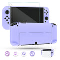 Purple Case for Nintendo Switch OLED Model with Screen Protector and 4 Thumb Grip Caps I10392