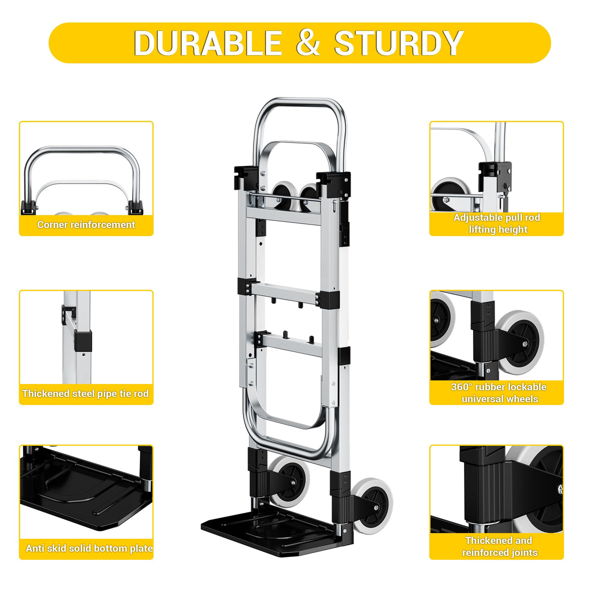 3 in 1 Folding Hand Truck 600lbs Capacity Heavy Duty D7385