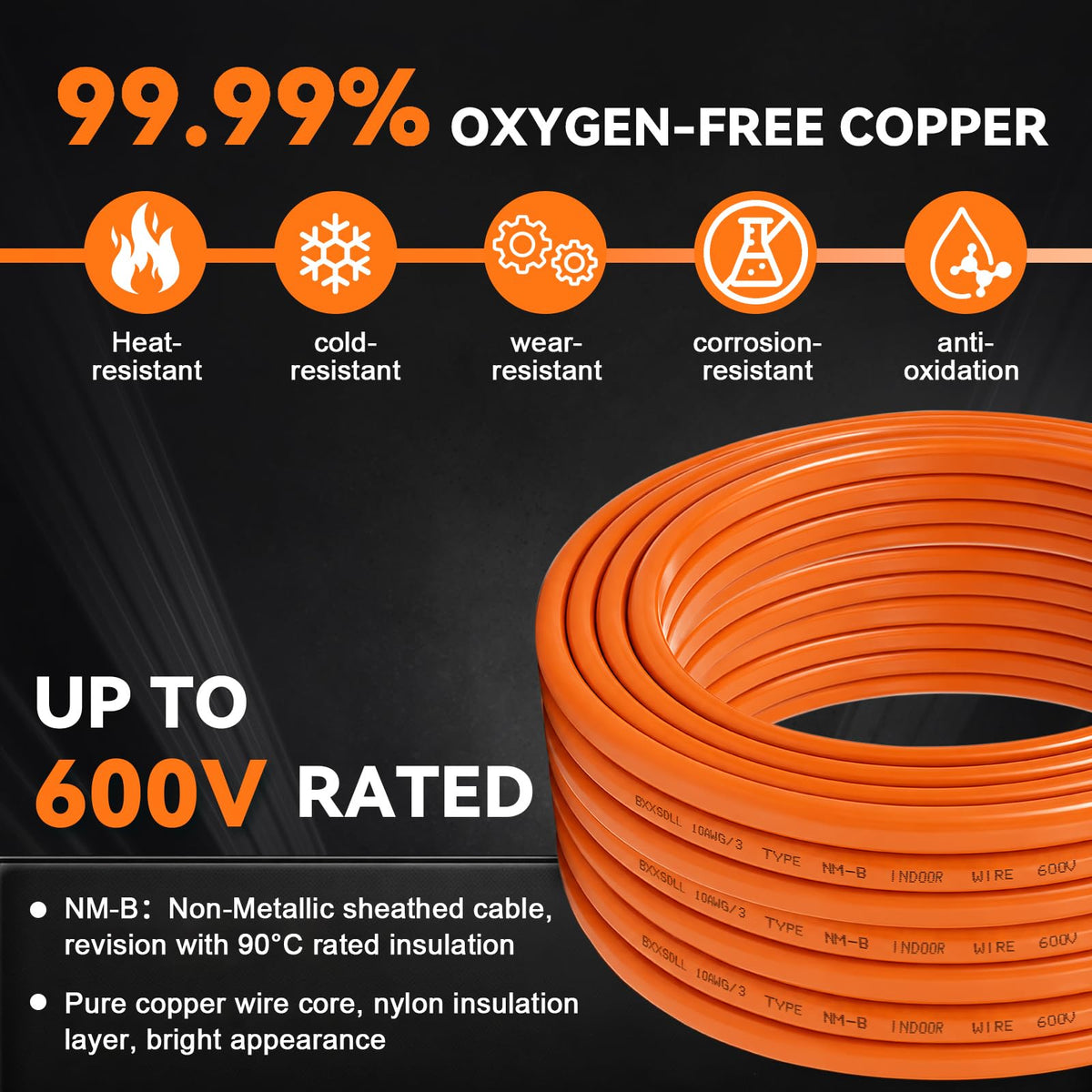 10/3 NM-B Electrical Wire with Ground Y1250