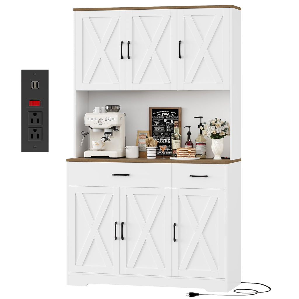 White Kitchen Pantry Storage Cabinet D7319