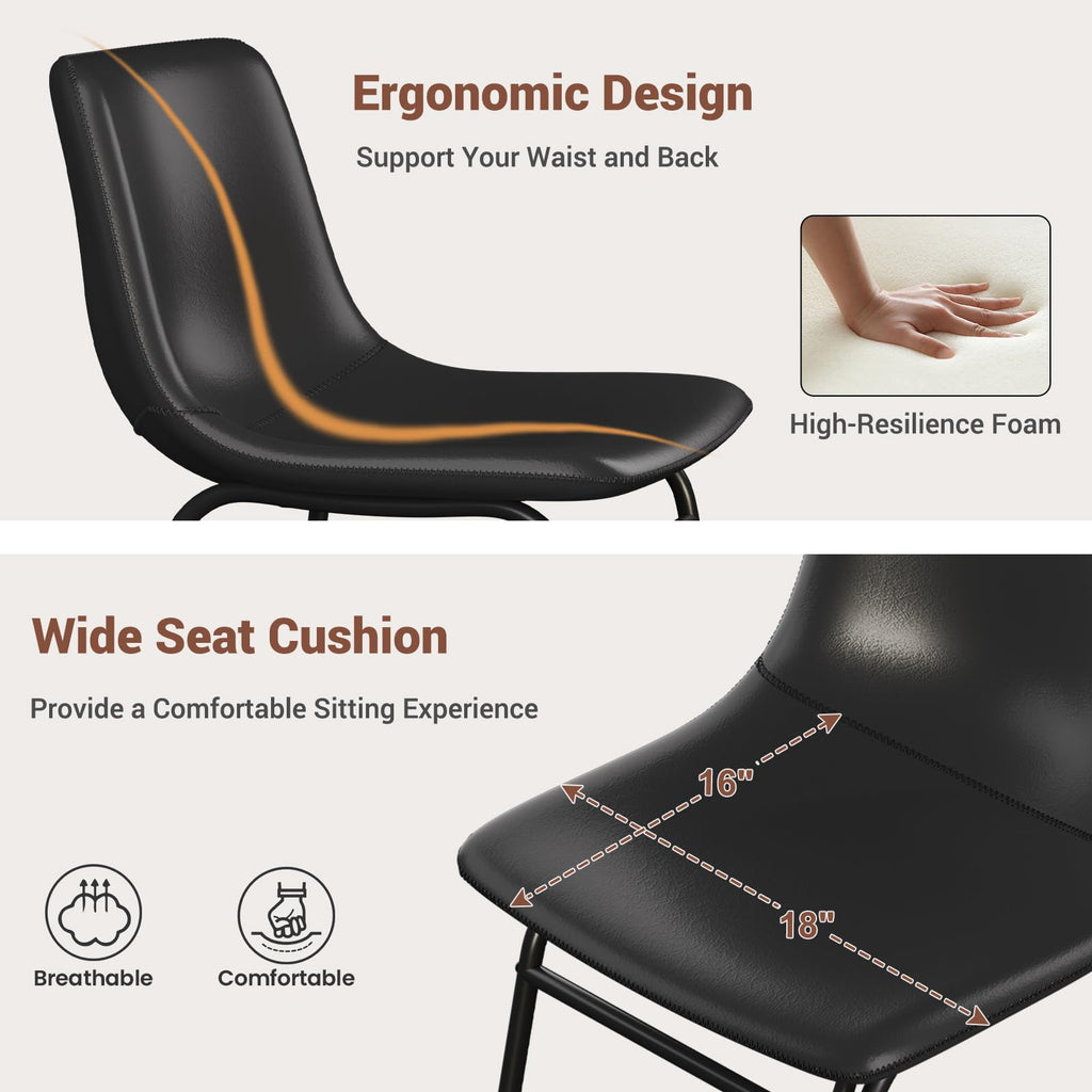 Black PU Leather Dining Chairs Set of 2 L638