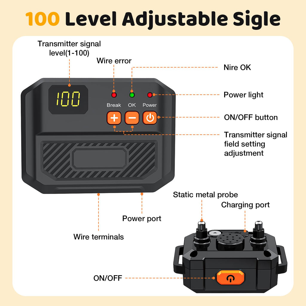 Electric Fence for Dogs with 2 Collars A833