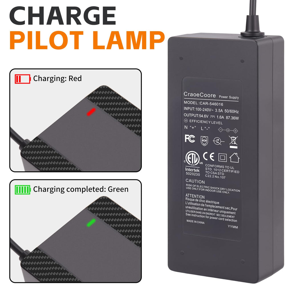 54.6V 1.6A Electric Scooter Charger for 48V Lithium Battery G27694