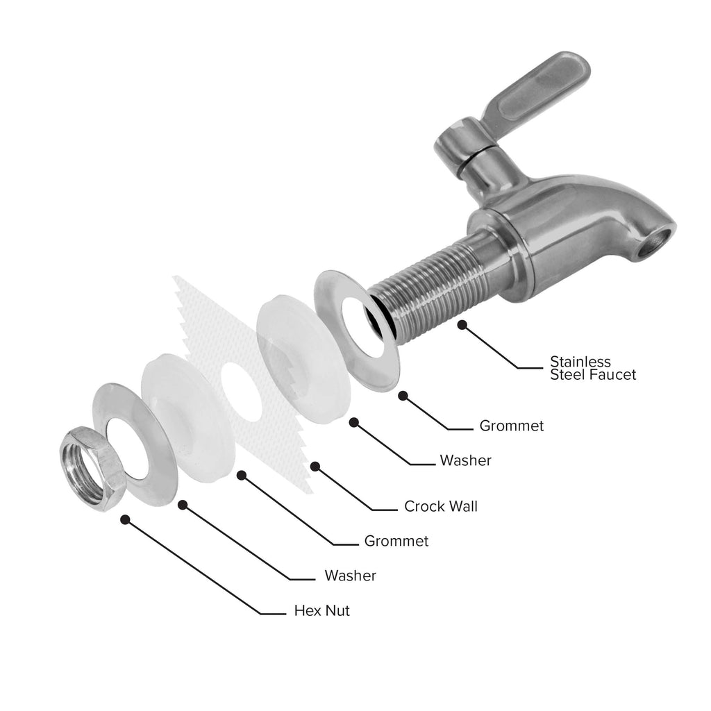 Porcelain Ceramic Crock Water Dispenser with Stainless Steel Faucet and Lid W9810