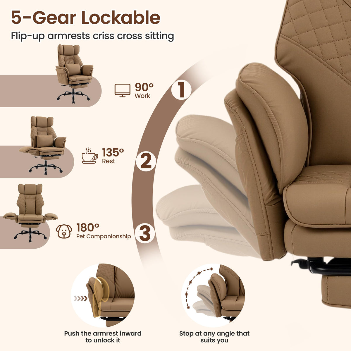 Criss Cross Chair with Flip Armrests E6205