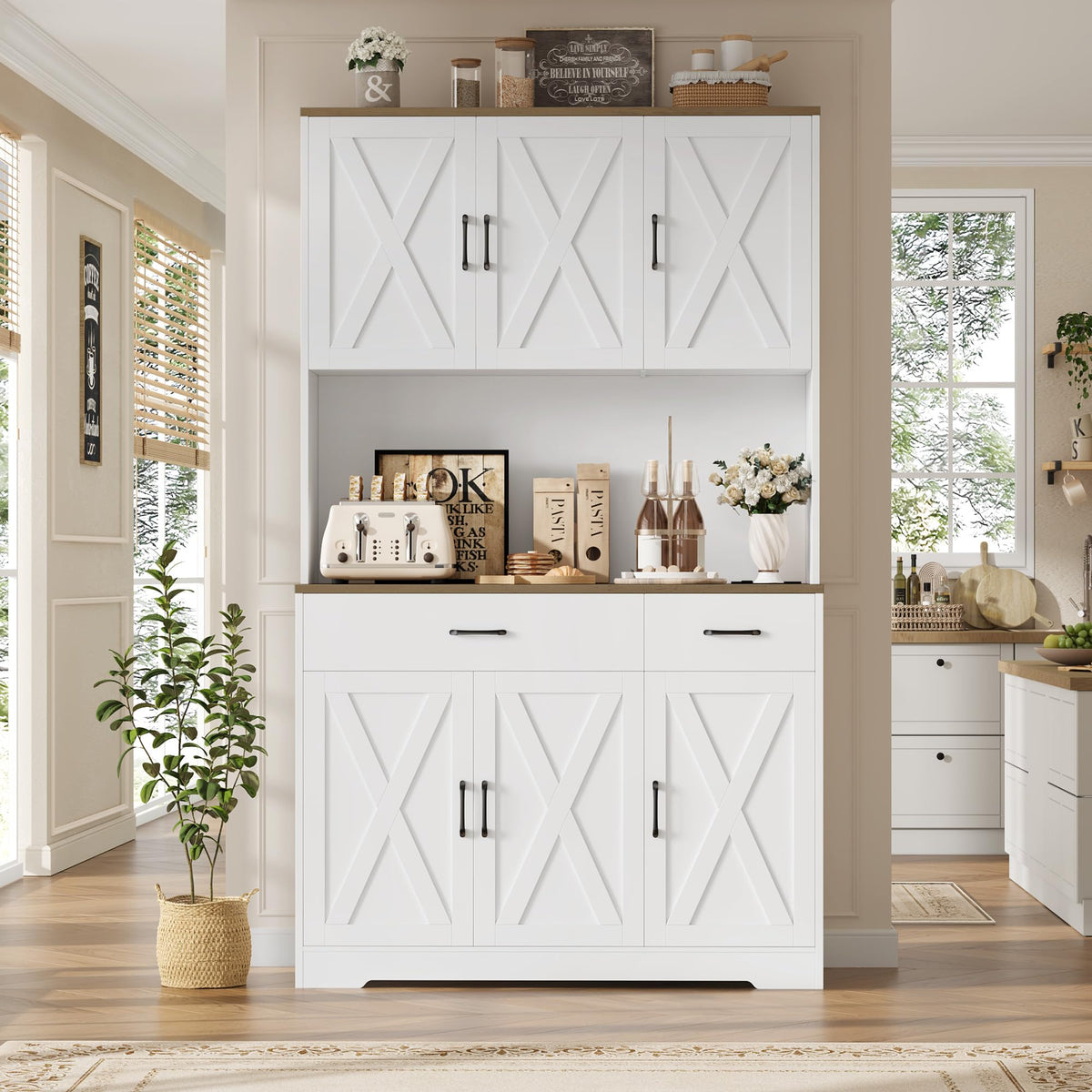 White Kitchen Pantry Storage Cabinet D7319