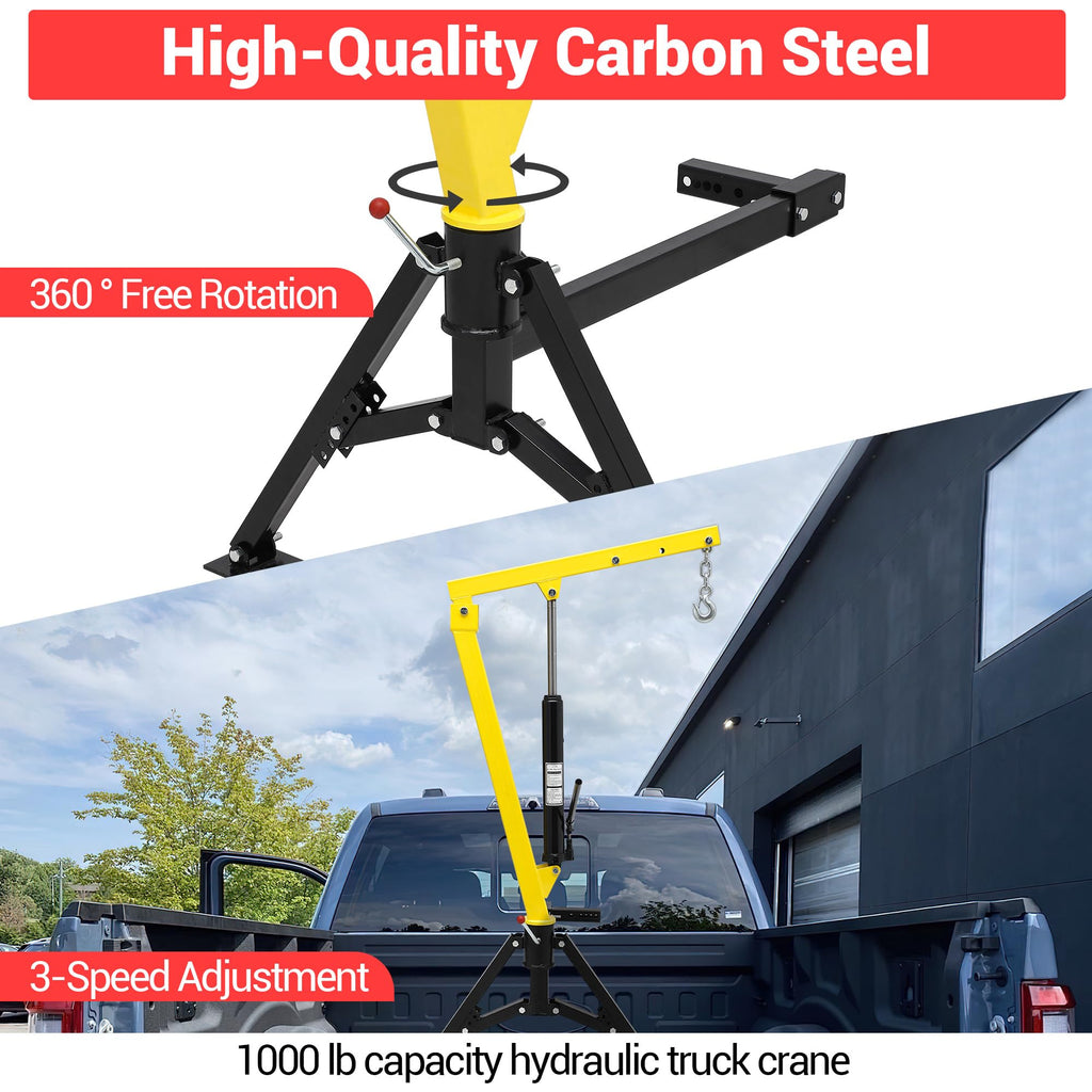 1000 LBS Hydraulic Truck-Mounted Crane with 360° Swivel V15427