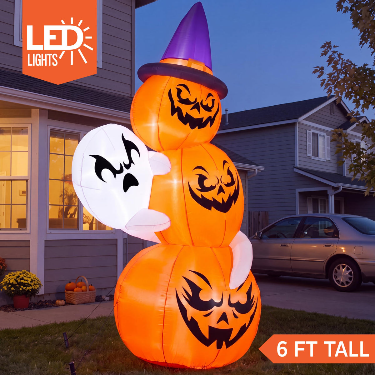 6 FT Halloween Inflatable Ghost and Pumpkins C3356