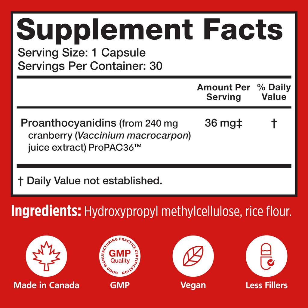 Cranberry PACs 36 mg 30 Capsules L71503