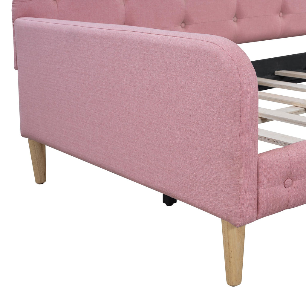 Twin Linen Upholstered Daybed Sofa Bed with Button Tufted Design Z3922
