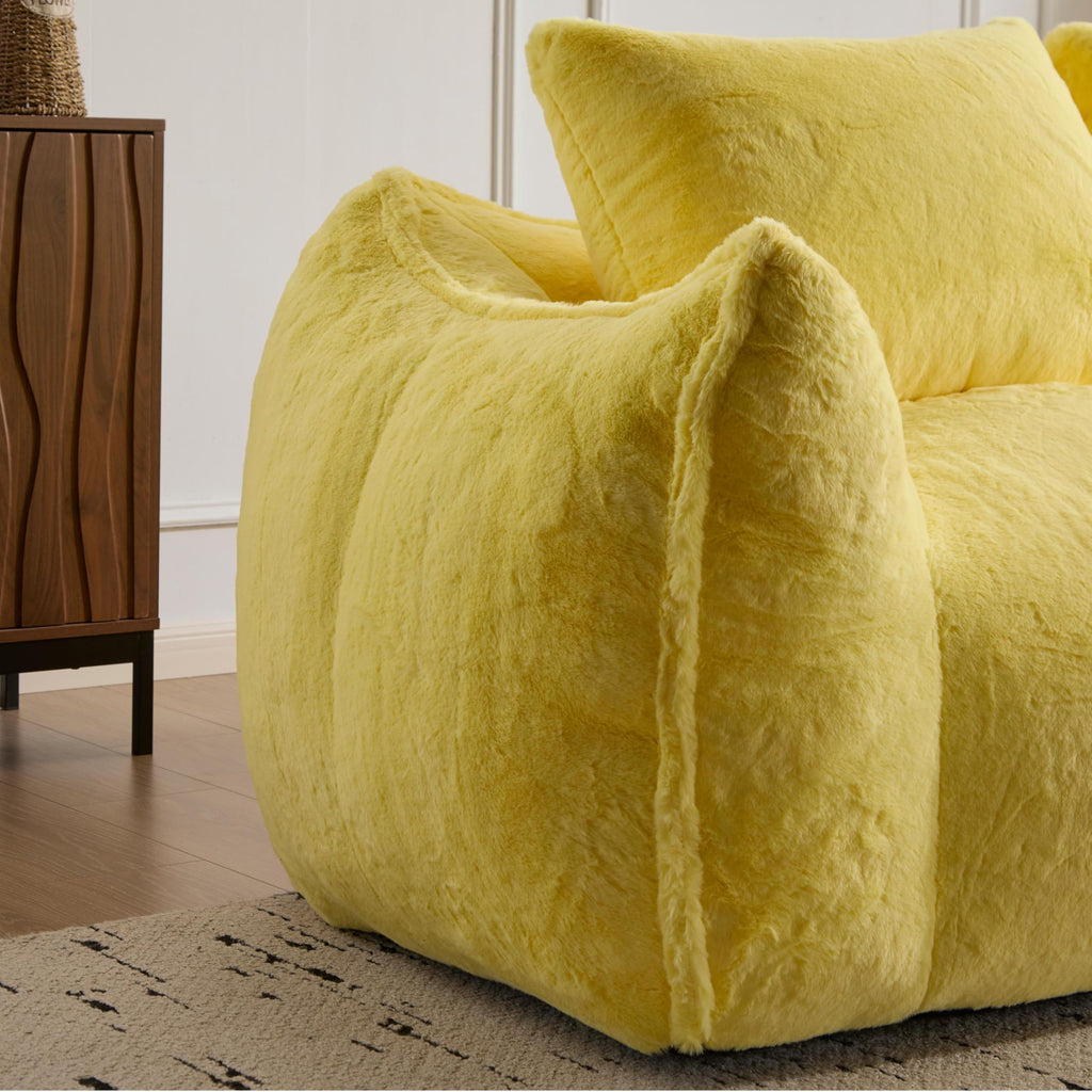 Oversized Ultra Soft Fluffy Faux Fur Bean Bag Chair with Pillows L93927