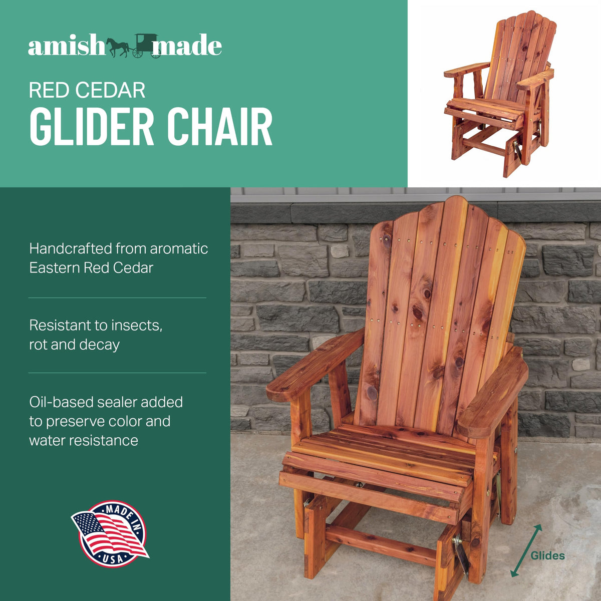 Cedar Adirondack Glider M894769