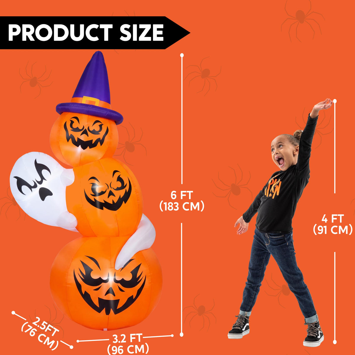 6 FT Halloween Inflatable Ghost and Pumpkins C3356